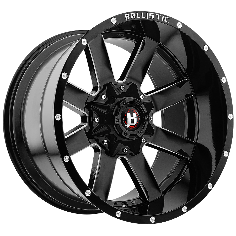Ballistic 959 Rage 20x12 -44 8x170/165.1 (8x6.5) Gloss Black Milled