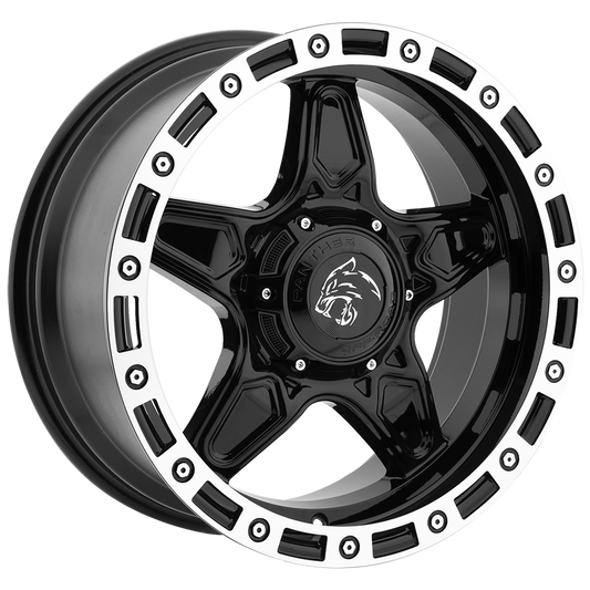 PANTHER 576 OFFROAD 20X9 6X114.3/139.7 +00 GLOSS BLACK with MACHINED LIP
