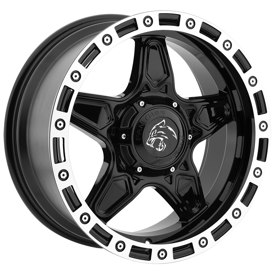 PANTHER 576 OFFROAD 20X9 5X114.3/127 -12 GLOSS BLACK with MACHINED LIP