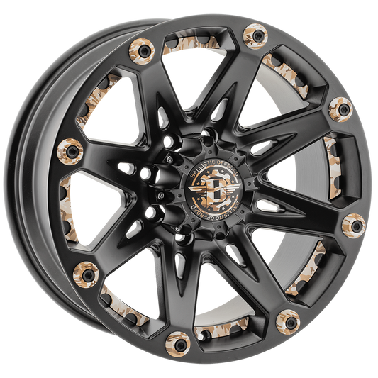 BALLISTIC 814 JESTER 20X9 6X139.7 +00 FLAT BLACK w/CAMOFLAGE ACC