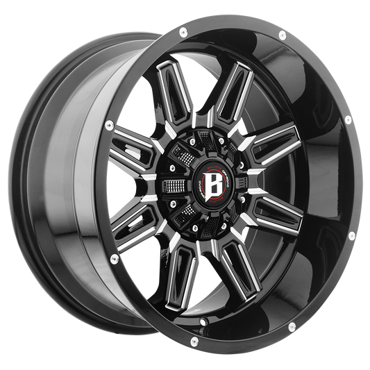 BALLISTIC 965-CATAPULT 20X10 6X135/139.7 -19 GLOSS BLACK MILLED WINDOWS