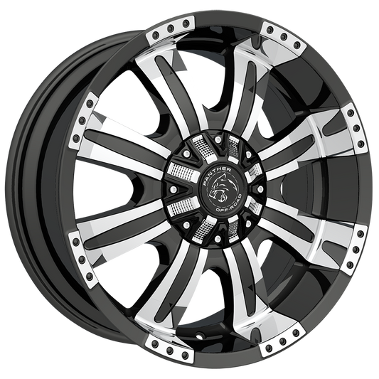 PANTHER 576 OFFROAD 18X9 5X127/139.7 +00 GLOSS BLACK with MACHINED LIP