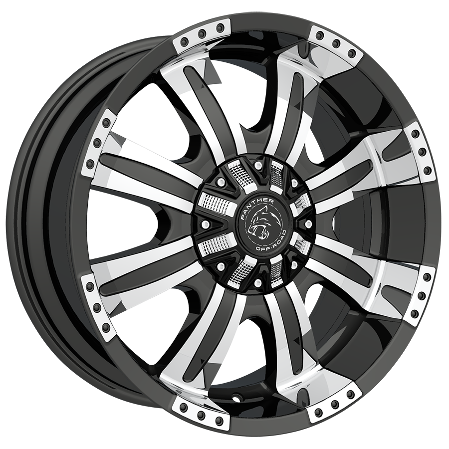 PANTHER 576 OFFROAD 18X9 5X127/139.7 +00 GLOSS BLACK with MACHINED LIP