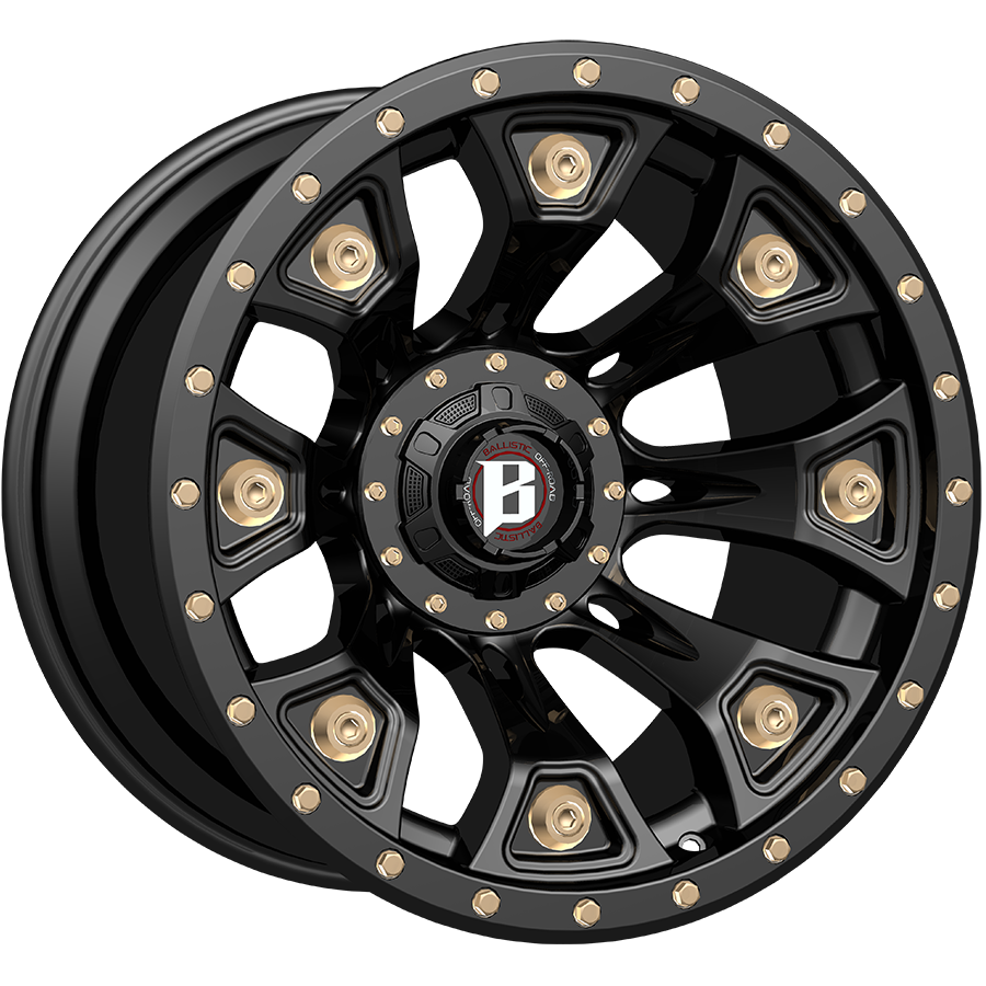 BALLISTIC 976-WARHAMMER 20X9 5X114.3/127 +00 FLAT BLACK W/FLAT BRONZE ACCESSORIES