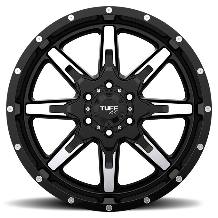 Tuff T15 22X10 5 5X127/5X5.0 GLOSS BLACK W/ MACHINED FACE