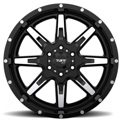 Tuff T15 22X10 5 5X127/5X5.0 GLOSS BLACK W/ MACHINED FACE