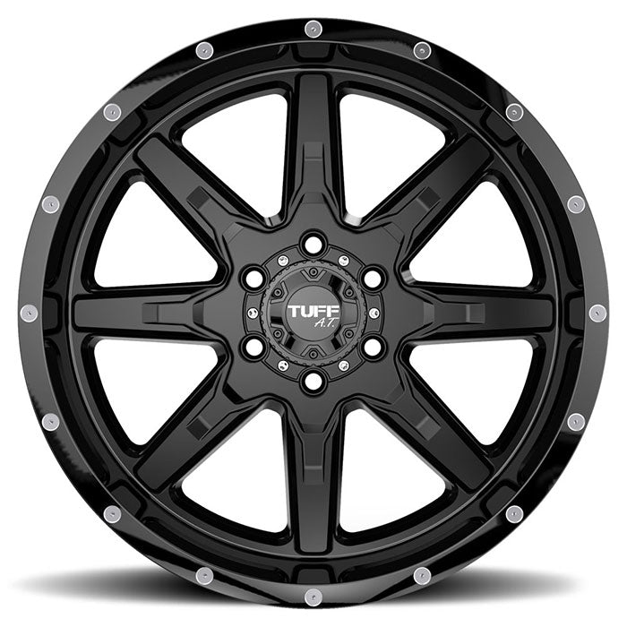 Tuff T15 15X8 -24 6X139.7/6X5.5 SATIN BLACK W/ GLOSS BLACK LIP