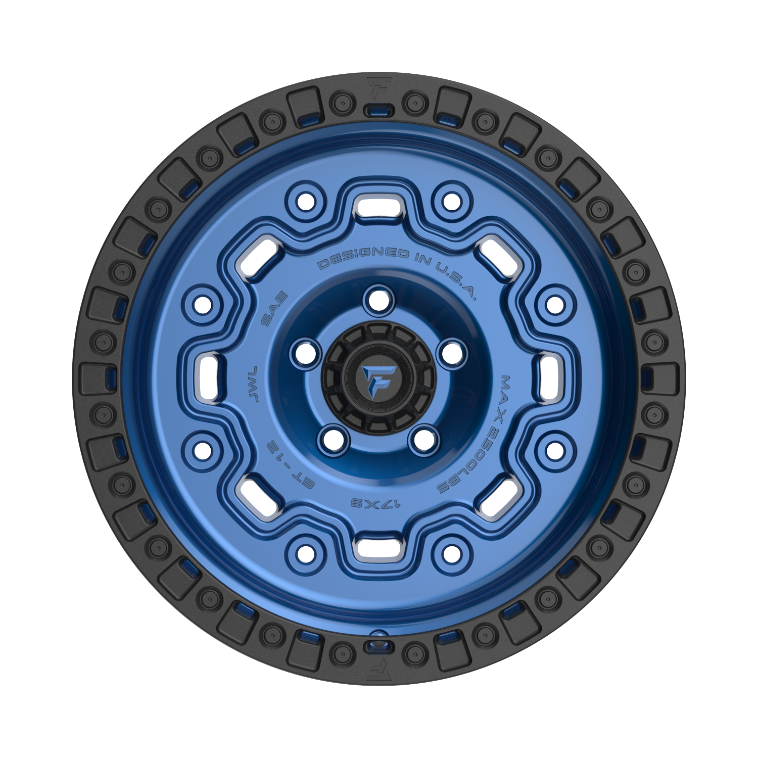 FITTIPALDI OFFROAD FT100BLB 17X9, PCD 5X5.00, ET -12, CB 71.5-GLOSS BLUE WITH SATIN BLACK RING