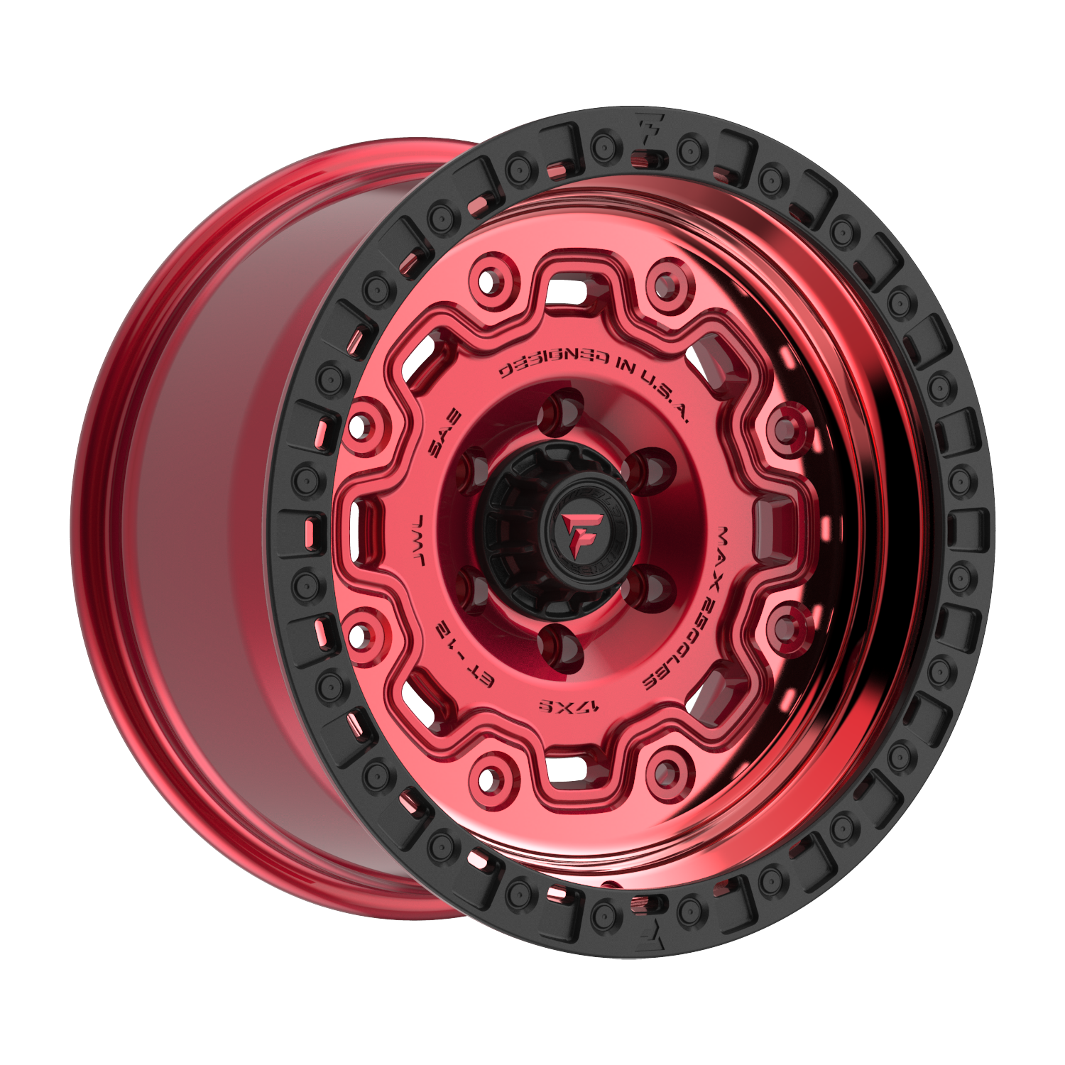 FITTIPALDI FT100RTB 17X9, PCD 6X135, ET-12, CB 87.1-MACHINED W/ GLOSS RED TINT & SATIN BLACK RING