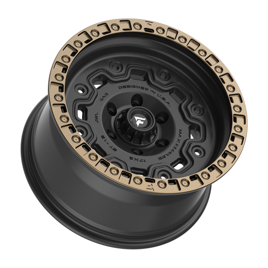 FITTIPALDI OFFROAD FT100BZ 17X9, PCD 6X5.50, ET -12, CB 106.2-SATIN BLACK WITH BRONZE RING