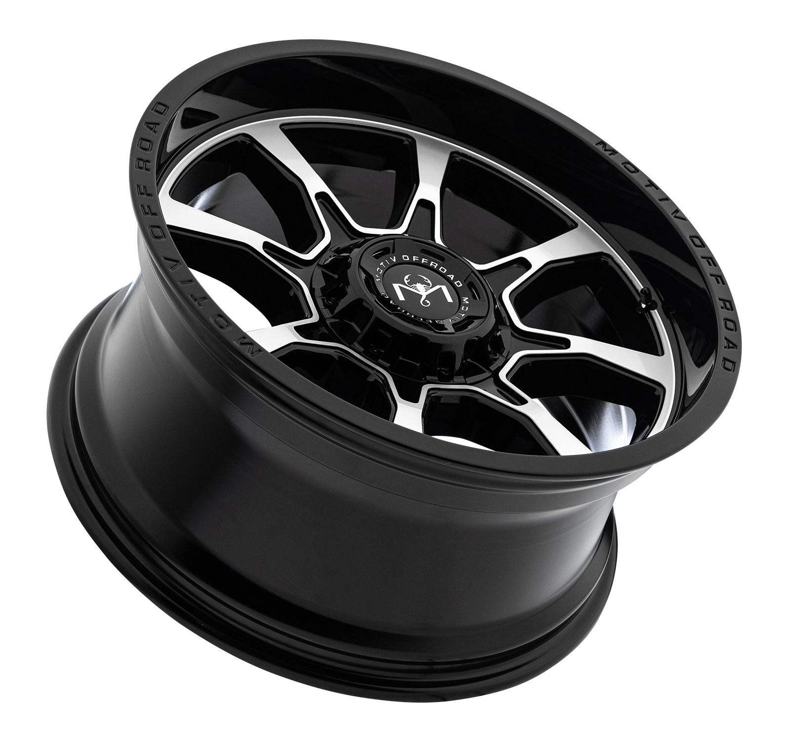 Motiv Off Road GLOCK 20X10 -12 5X4.50/5X5 Gloss Black Machined Face with Lip Logo
