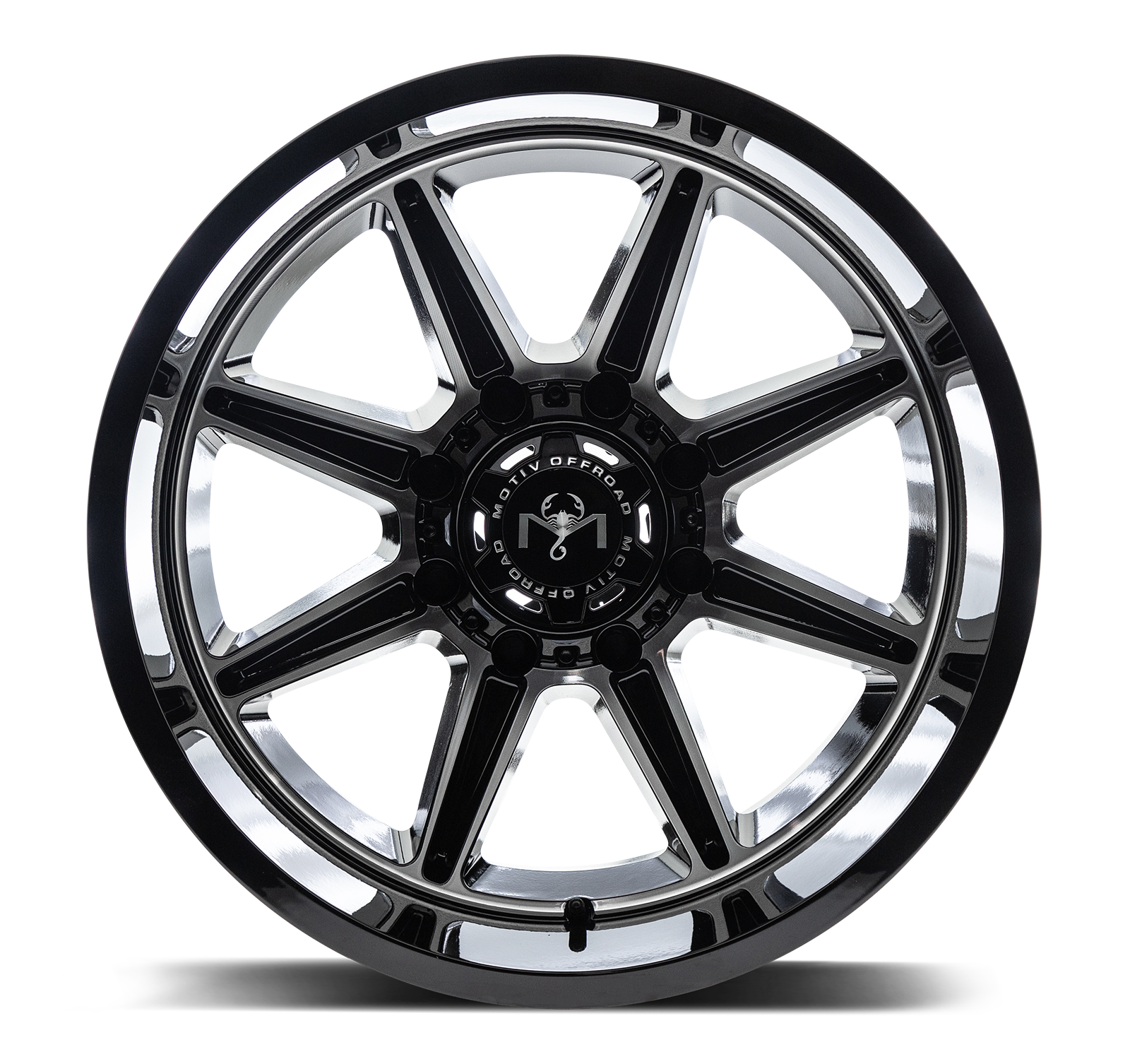 Motiv Off Road BALAST 20X9 +18 8X180 Gloss Black With Machined Face Accents