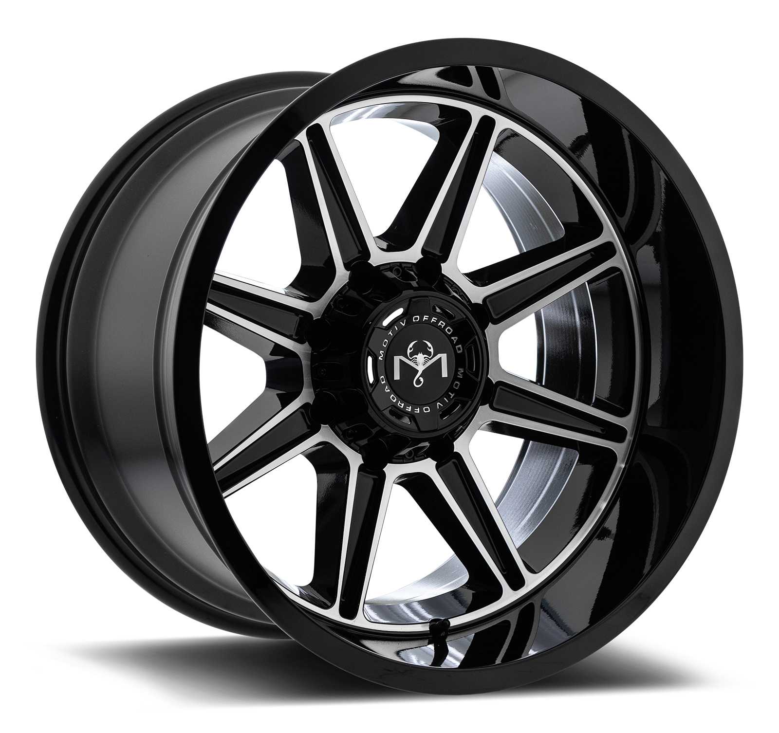 Motiv Off Road BALAST 20X10 -12 8X180 Gloss Black With Machined Face Accents
