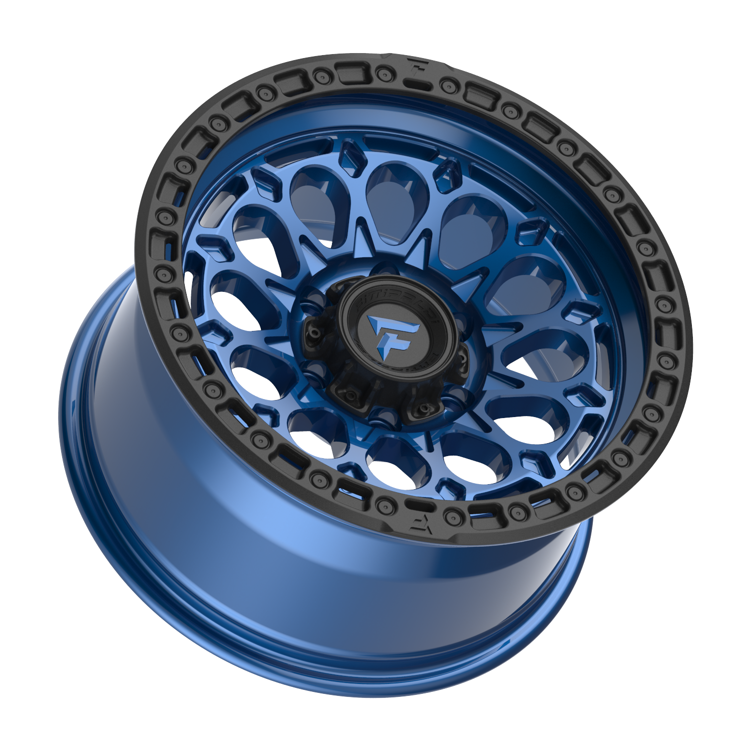 FITTIPALDI OFFROAD FT101BLB 17X9, PCD 6X5.50, ET -12, CB 106.2-GLOSS BLUE WITH SATIN BLACK RING