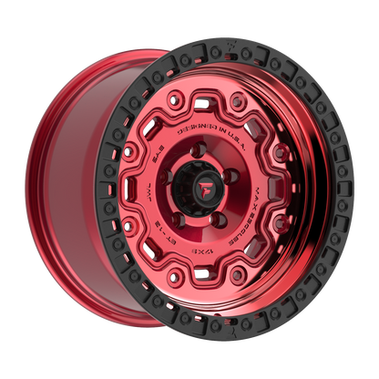 FITTIPALDI FT100RTB 17X9, PCD 5X5.00, ET-12, CB 71.5-MACHINED W/ GLOSS RED TINT & SATIN BLACK RING