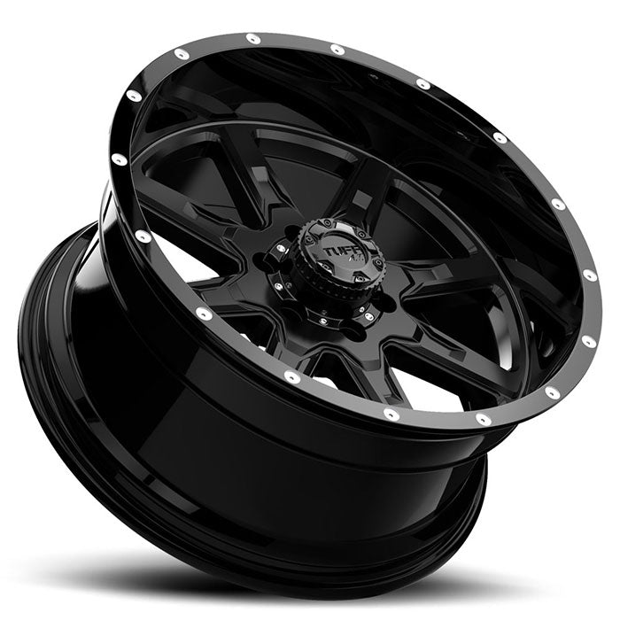 Tuff T15 15X8 -24 6X139.7/6X5.5 SATIN BLACK W/ GLOSS BLACK LIP