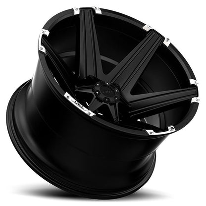 Tuff T12 22X12 -45 6X139.7/6X5.5 SATIN BLACK W/ BRUSHED INSERTS