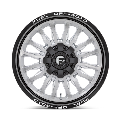 Fuel 1PC D798 ARC 22X12 -44 8X165.1 SILVER BRUSHED FACE WITH MILLED BLACK LIP