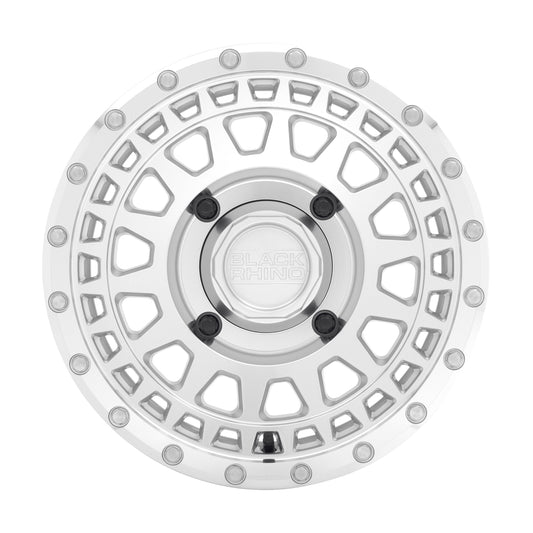 Black Rhino Powersports PARKER UTV 15X7 51 4X156 SILVER WITH MIRROR CUT FACE