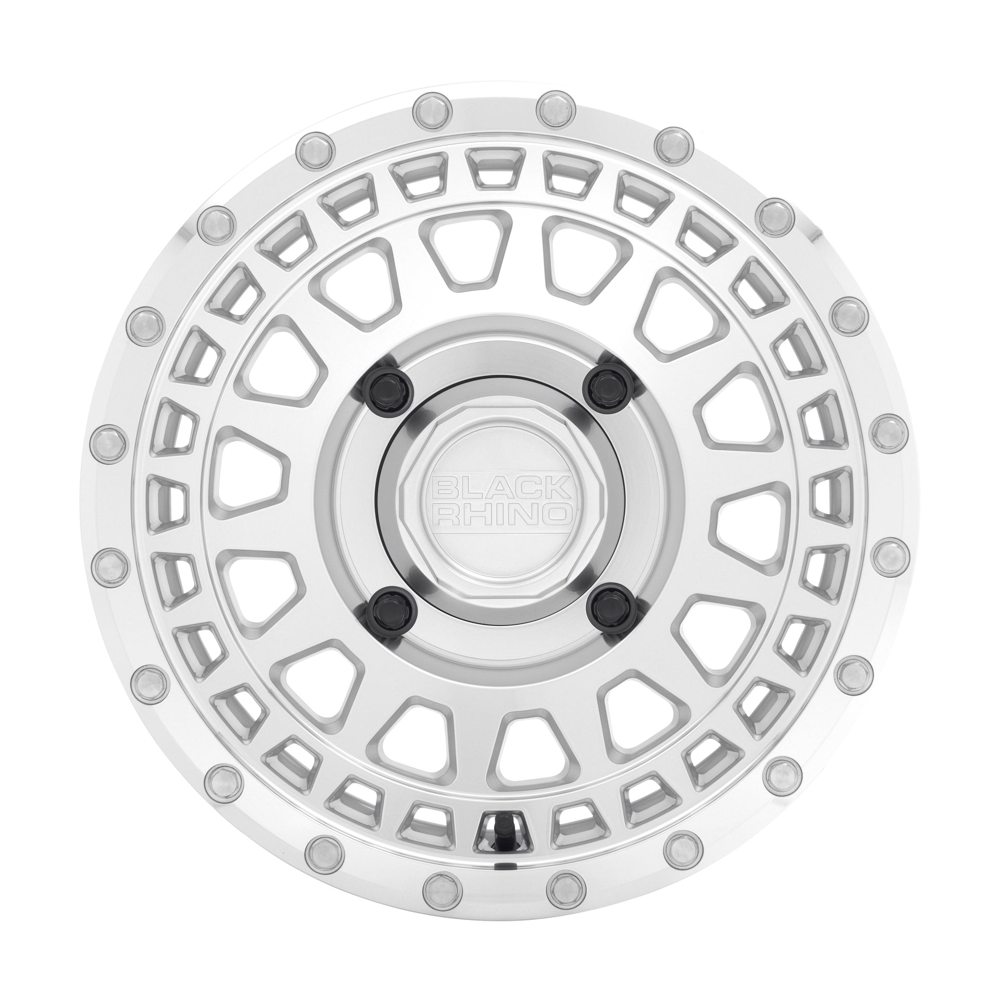 Black Rhino Powersports PARKER UTV 15X7 51 4X110 SILVER WITH MIRROR CUT FACE