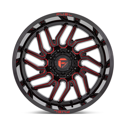 Fuel 1PC D808 HURRICANE 22X12 -44 6X135 GLOSS BLACK MILLED RED TINT