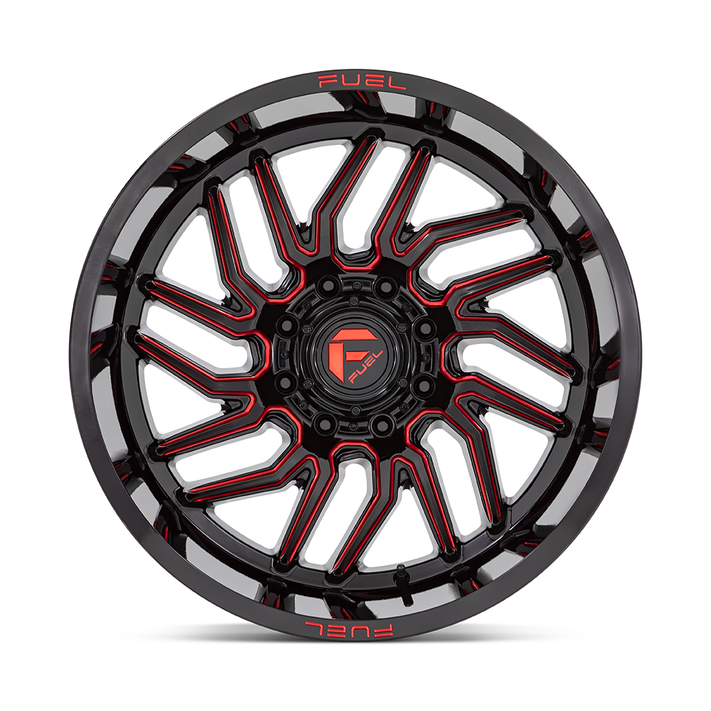 Fuel 1PC D808 HURRICANE 22X12 -44 8X165.1 GLOSS BLACK MILLED RED TINT