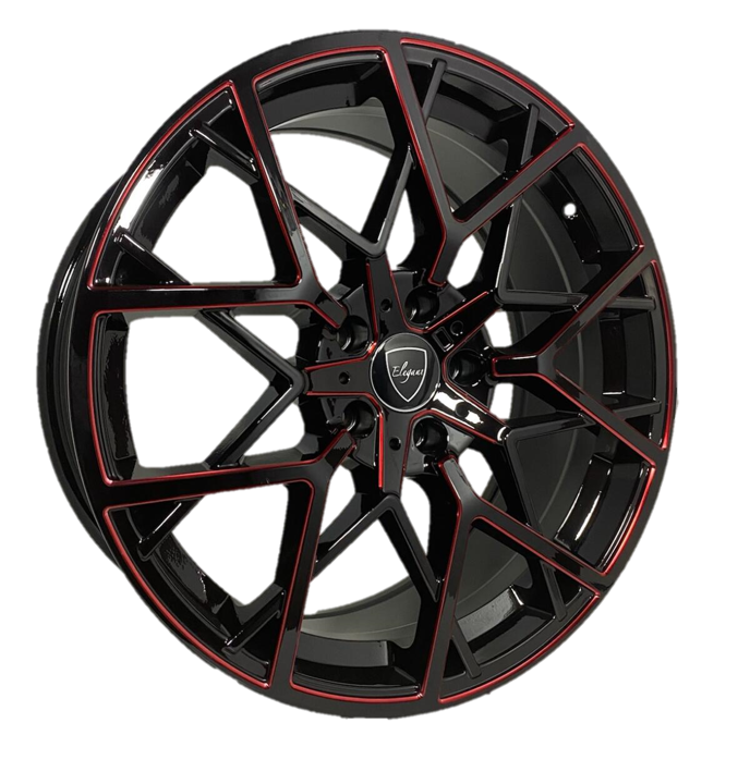 Elegant E009 18x8.5 35 5x114.3/Gloss Black Candy Red Milled
