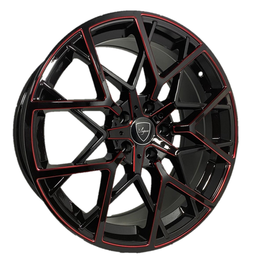 Elegant E009 18x8.5 35 5x114.3/Gloss Black Candy Red Milled