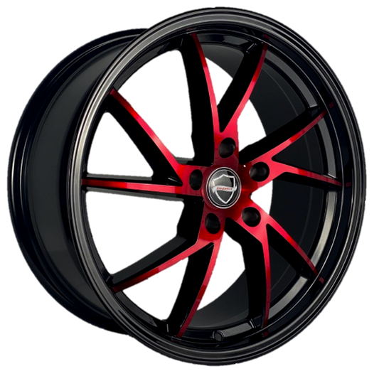 ELEGANCE SHARP 18x8 35 5x114.3 Gloss Black Candy Red Face