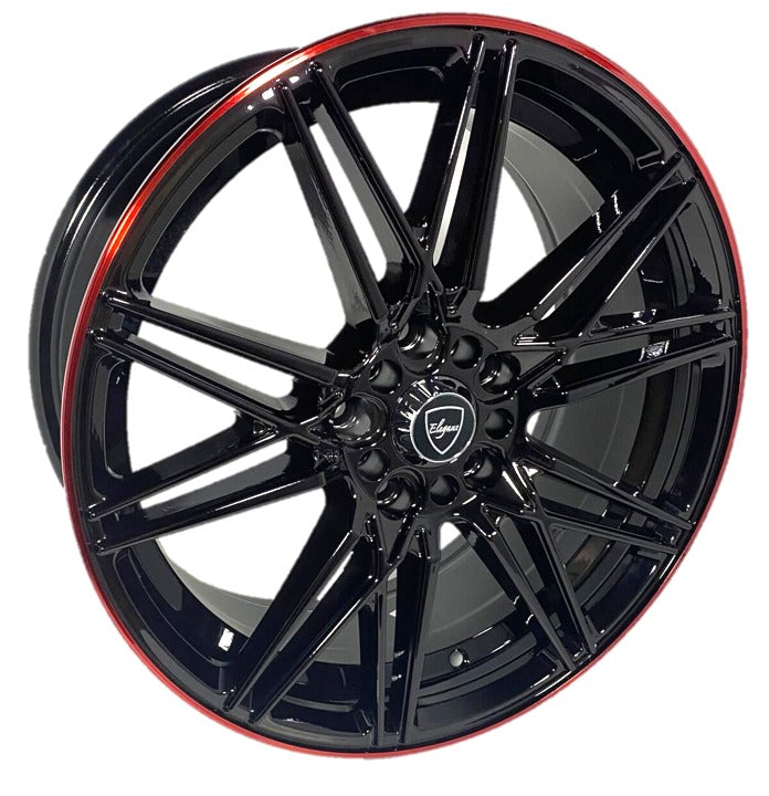 Elegant E005 18x8 35 5x100/5x114.3 Gloss Black Candy Red Line