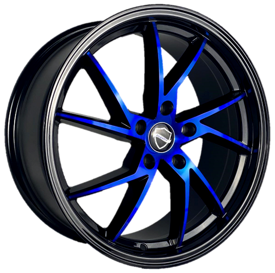 ELEGANCE SHARP 18x8 35 5x114.3 Gloss Black Candy Blue Face