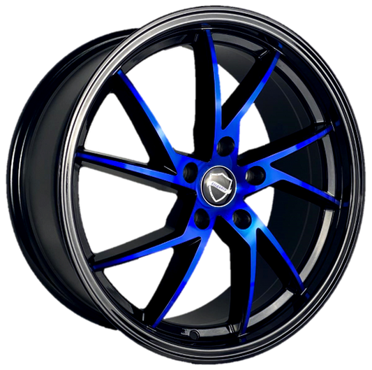 ELEGANCE SHARP 18x8 35 5x114.3 Gloss Black Candy Blue Face