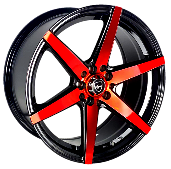 Elegant E002 17x8 35 5x100/5x114.3 Gloss Black Candy Red Face
