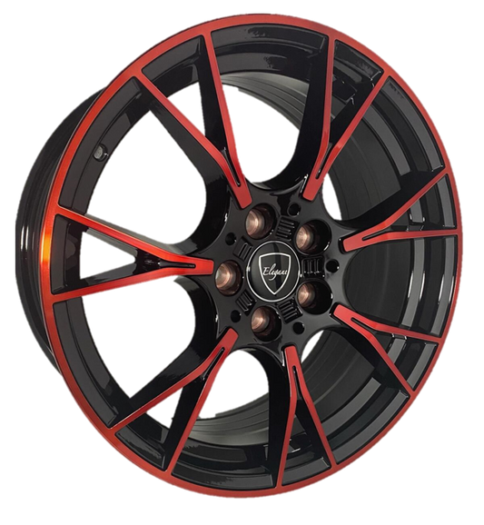 Elegant E006 18x8 35 5x114.3/Gloss Black Candy Red Face
