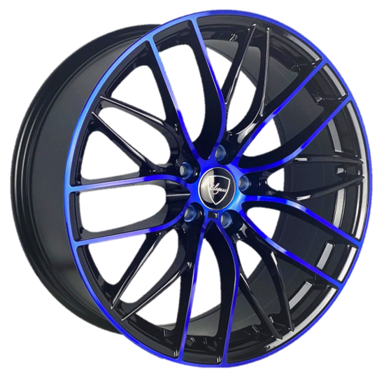 Elegant E010 20x8.5 35 5x114.3 Gloss Black Candy Blue Face