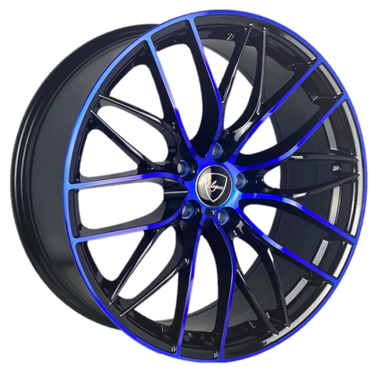 Elegant E010 20x8.5 35 5x114.3 Gloss Black Candy Blue Face
