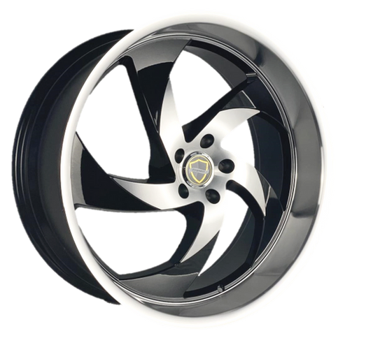 ELEGANCE DANGER 22x9.5 15 5x115 Gloss Black Machine Center, Gloss Black Lip