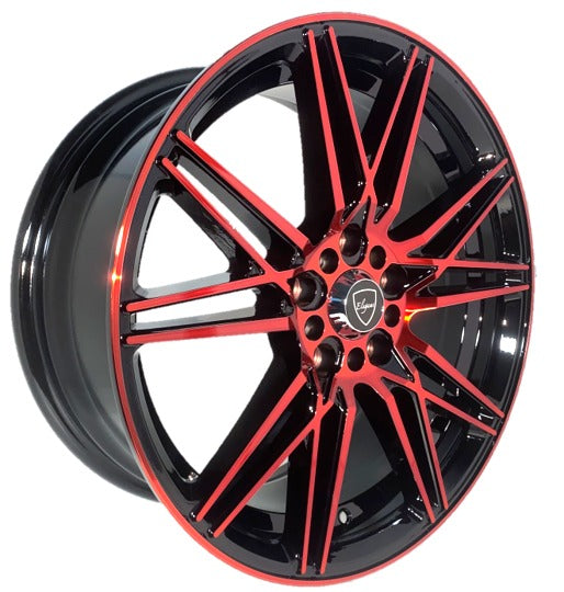 Elegant E005 18x8 30 5x114.3/5x120 Gloss Black Candy Red Face