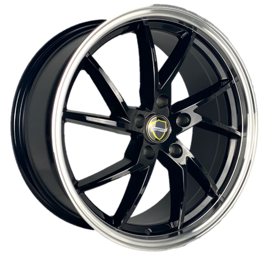 ELEGANCE SHARP 18x8 35 5x114.3 Gloss Black Face Machine Lip