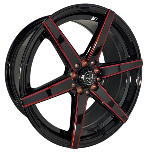 Elegant E002 17x8 35 5x100/5x114.3 Gloss Black Candy Red Milled