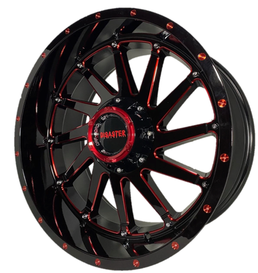 Offroad Disaster D01 20x12 -44 6x135/6x139.7 Gloss Black Candy Red Milled