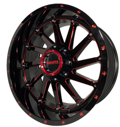 Offroad Disaster D01 20x10 -12 5x127/5x139.7 Gloss Black Candy Red Milled