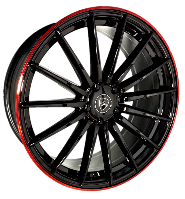 Elegant E007 20x8.5 30 5x120 Gloss Black Candy Red Outline
