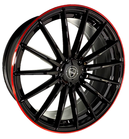 Elegant E007 20x8.5 20 5x115 Gloss Black Candy Red Outline