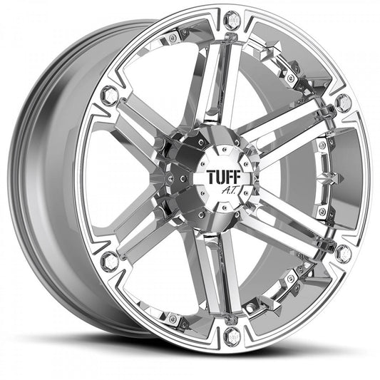 Tuff T01 22X9.5 0 6X135/6X5.3/6X139.7/6X5.5 SILVER W/ BRUSHED SILVER FACE