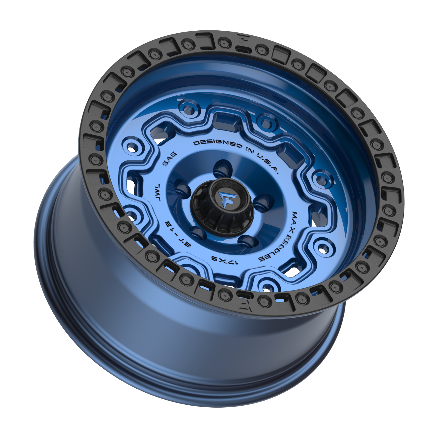 FITTIPALDI OFFROAD FT100BLB 17X9, PCD 5X5.00, ET -12, CB 71.5-GLOSS BLUE WITH SATIN BLACK RING