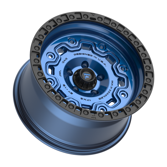 FITTIPALDI OFFROAD FT100BLB 17X9, PCD 5X5.00, ET -12, CB 71.5-GLOSS BLUE WITH SATIN BLACK RING