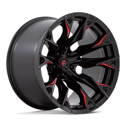 Fuel 1PC D823 FLAME 20X12 -44 5X127 GLOSS BLACK MILLED WITH CANDY RED