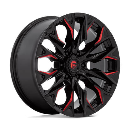 Fuel 1PC D823 FLAME 20X9 20 6X139.7 GLOSS BLACK MILLED WITH CANDY RED