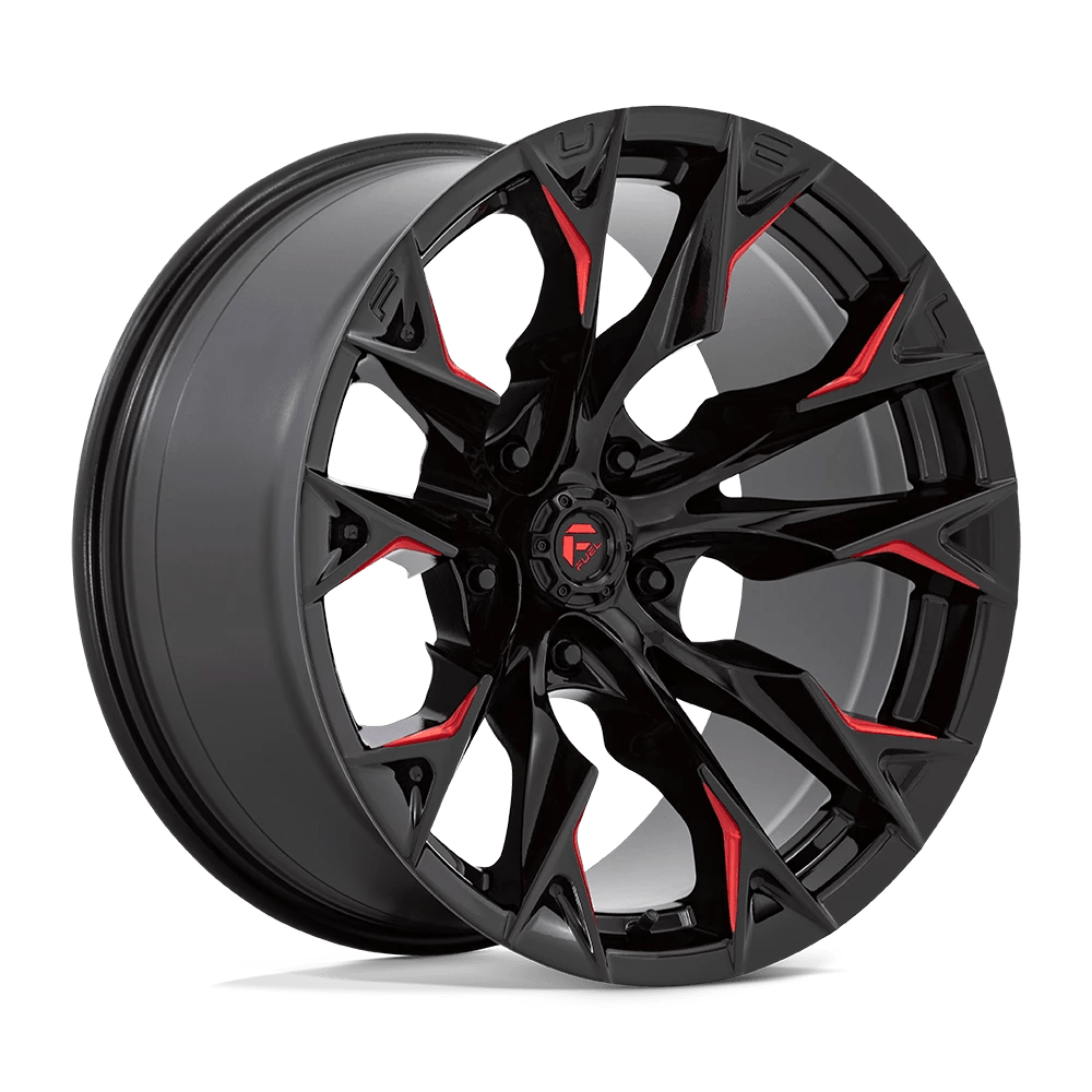 Fuel 1PC D823 FLAME 20X10 -18 5X139.7 GLOSS BLACK MILLED WITH CANDY RED